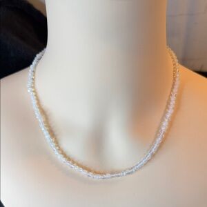 Natural Faceted and Beaded White Moonstone Necklace 18” 925 Silver Clasp